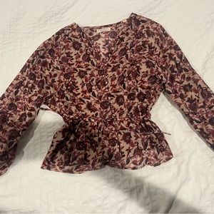 Doen floral blouse top with Tie waist size S